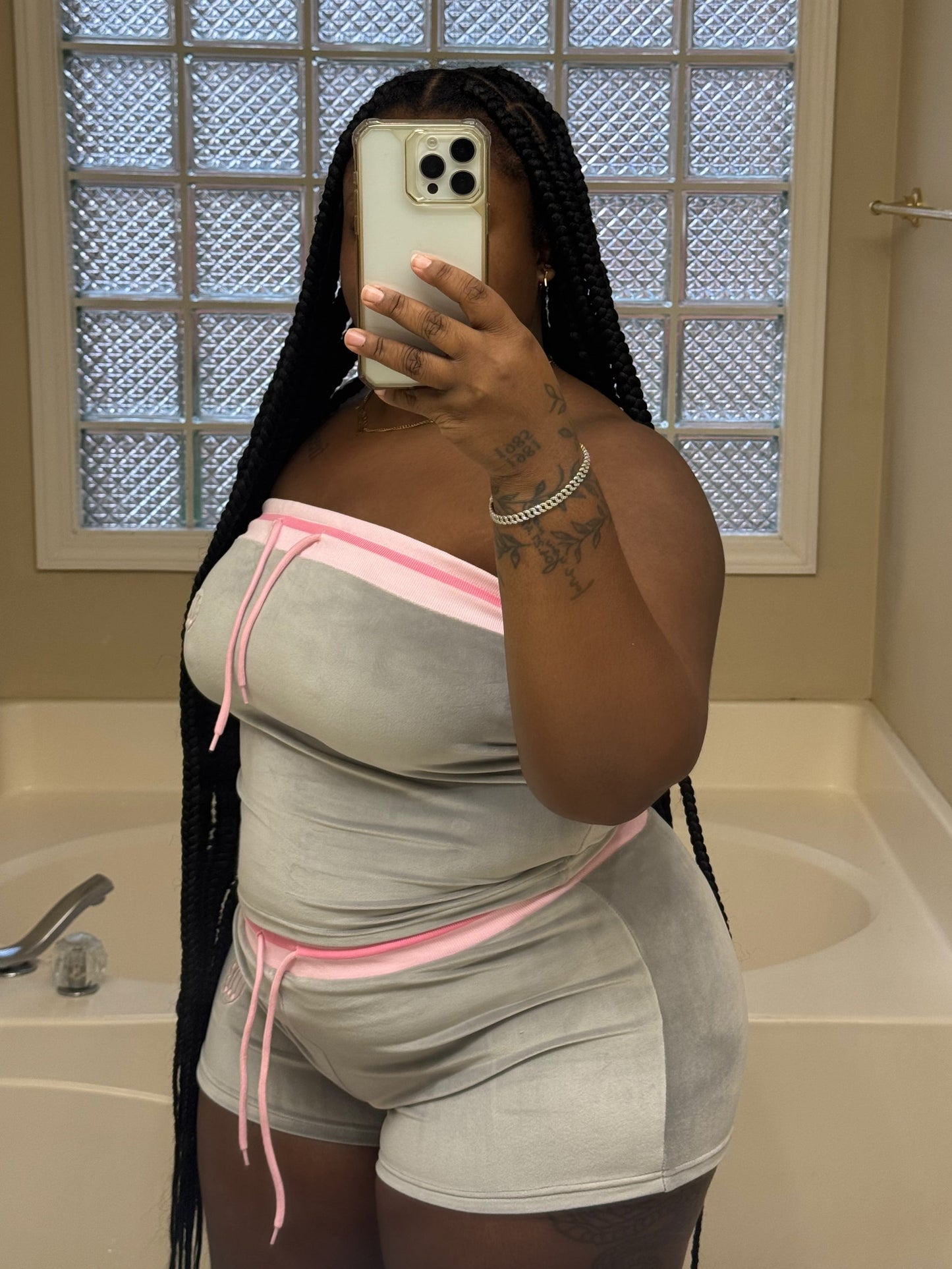 Pink Smoke Velour Body Set